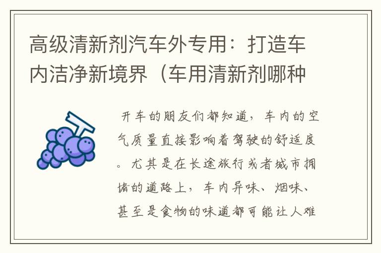 高级清新剂汽车外专用：打造车内洁净新境界（车用清新剂哪种健康）