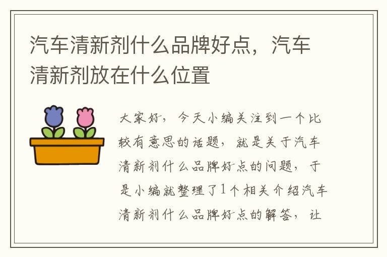 汽车清新剂什么品牌好点，汽车清新剂放在什么位置