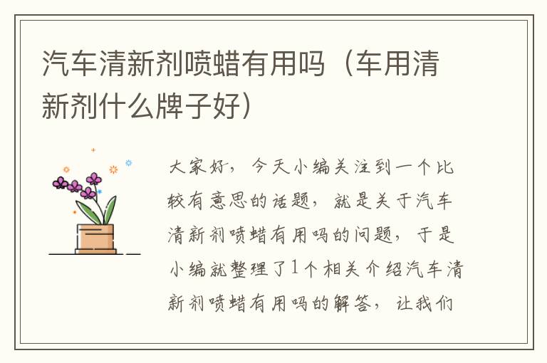 汽车清新剂喷蜡有用吗（车用清新剂什么牌子好）