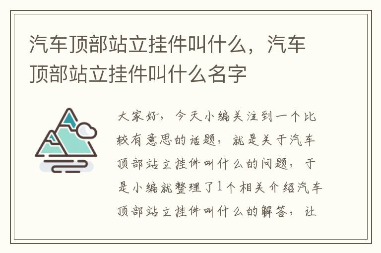 汽车顶部站立挂件叫什么，汽车顶部站立挂件叫什么名字