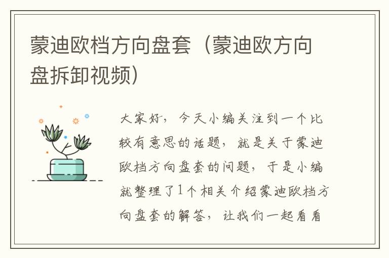 蒙迪欧档方向盘套（蒙迪欧方向盘拆卸视频）