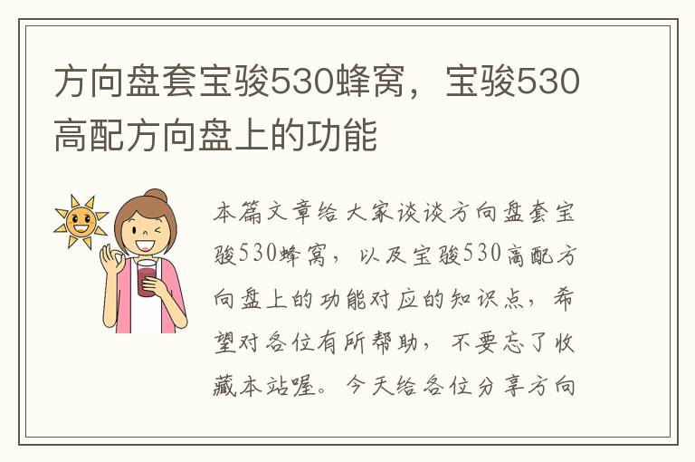 方向盘套宝骏530蜂窝，宝骏530高配方向盘上的功能