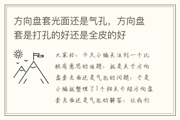 方向盘套光面还是气孔，方向盘套是打孔的好还是全皮的好