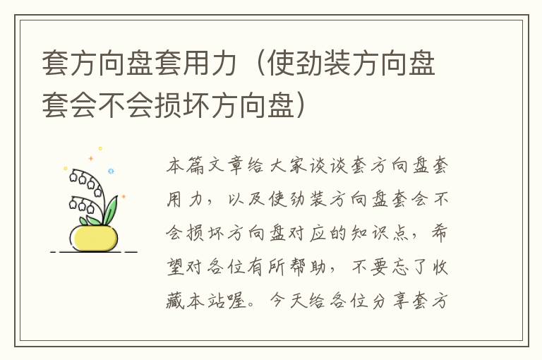 套方向盘套用力（使劲装方向盘套会不会损坏方向盘）