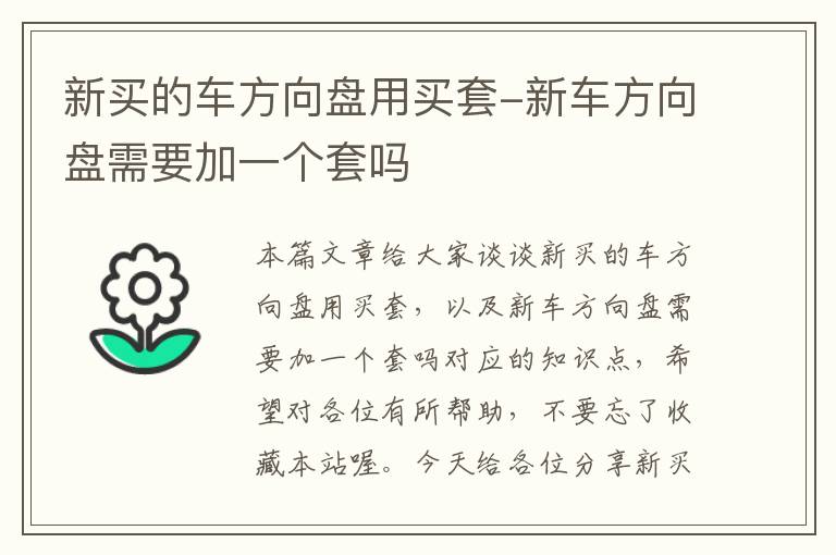 新买的车方向盘用买套-新车方向盘需要加一个套吗