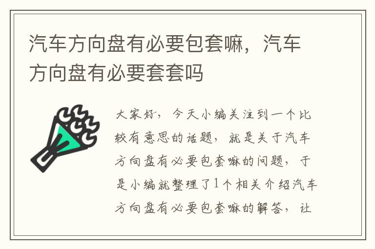 汽车方向盘有必要包套嘛，汽车方向盘有必要套套吗