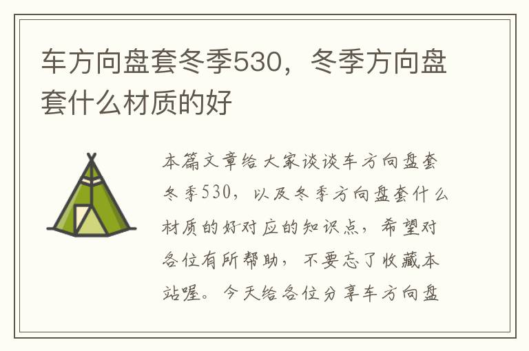 车方向盘套冬季530，冬季方向盘套什么材质的好