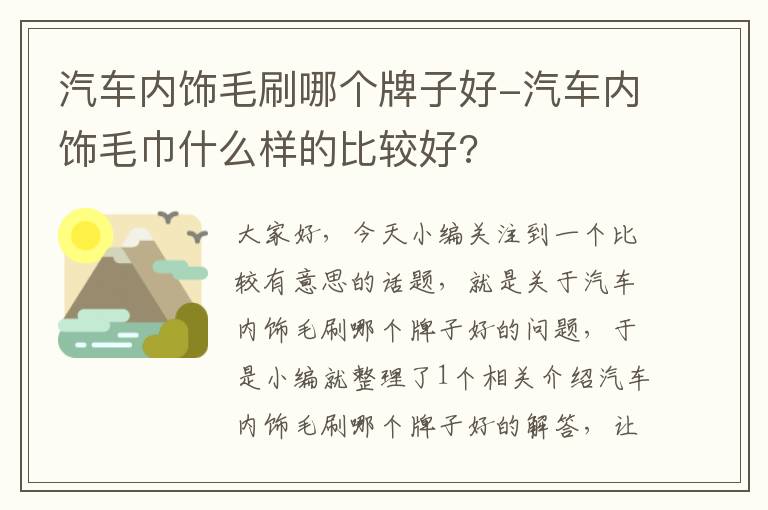 汽车内饰毛刷哪个牌子好-汽车内饰毛巾什么样的比较好?