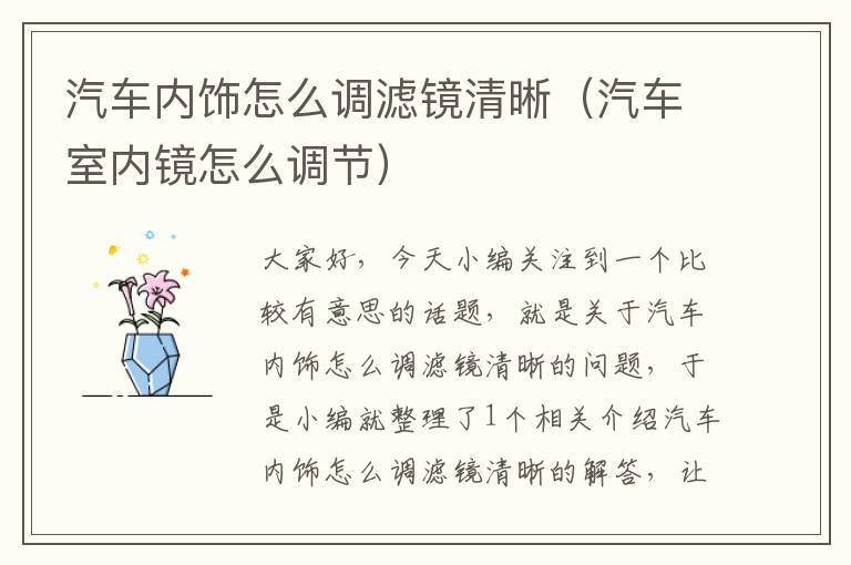 汽车内饰怎么调滤镜清晰（汽车室内镜怎么调节）