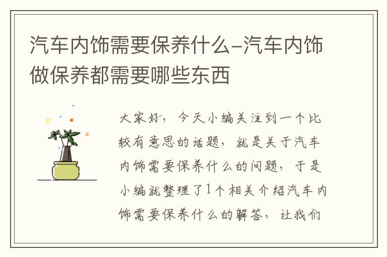 汽车内饰需要保养什么-汽车内饰做保养都需要哪些东西