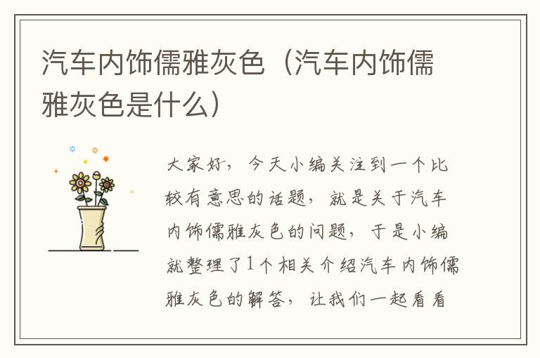 汽车内饰儒雅灰色（汽车内饰儒雅灰色是什么）