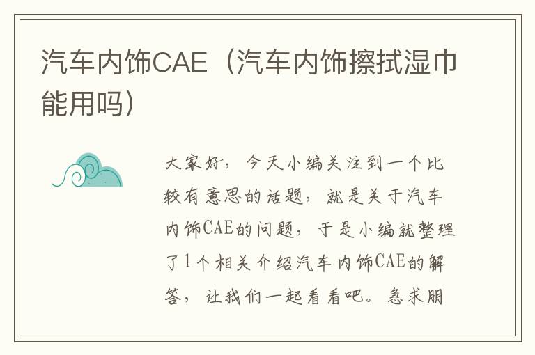 汽车内饰CAE（汽车内饰擦拭湿巾能用吗）