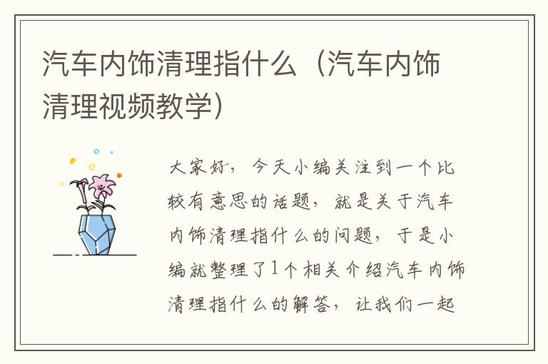 汽车内饰清理指什么（汽车内饰清理视频教学）