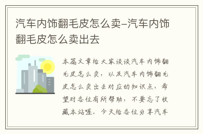 汽车内饰翻毛皮怎么卖-汽车内饰翻毛皮怎么卖出去