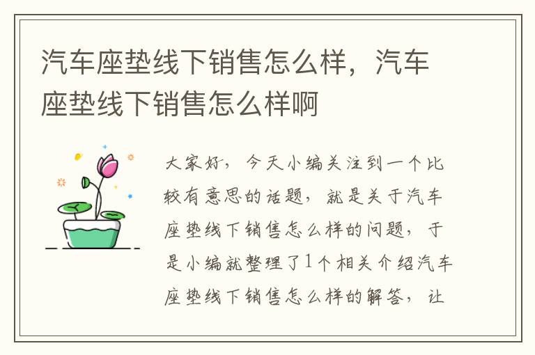 汽车座垫线下销售怎么样，汽车座垫线下销售怎么样啊