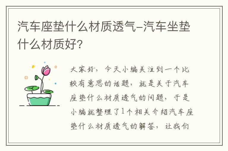 汽车座垫什么材质透气-汽车坐垫什么材质好?