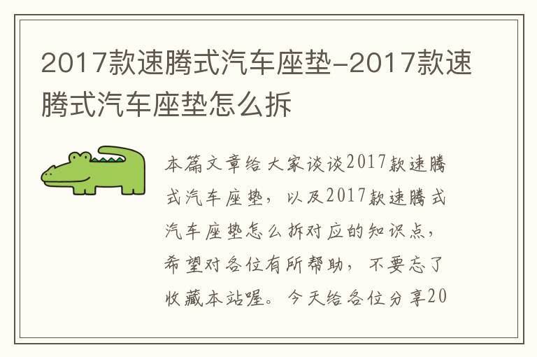 2017款速腾式汽车座垫-2017款速腾式汽车座垫怎么拆