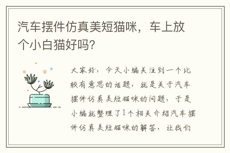 汽车摆件仿真美短猫咪，车上放个小白猫好吗？