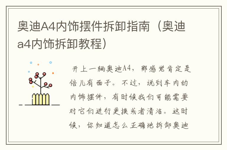 奥迪A4内饰摆件拆卸指南（奥迪a4内饰拆卸教程）