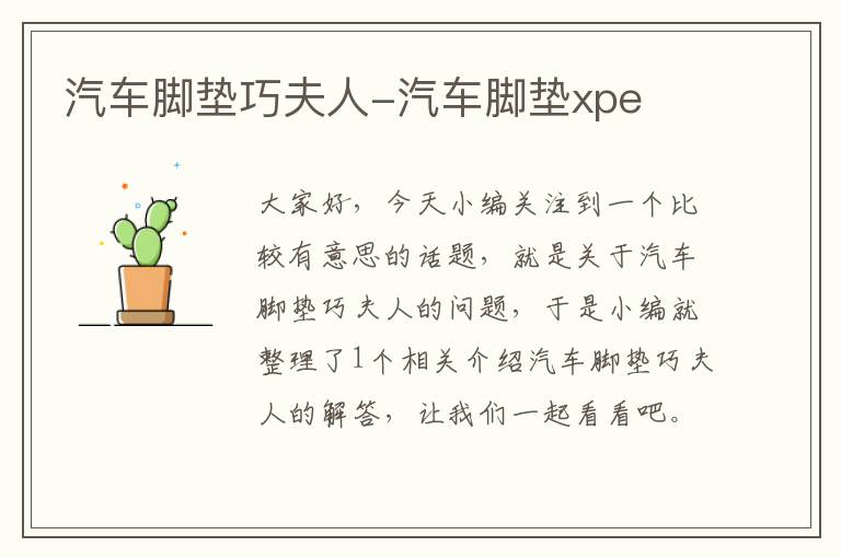 汽车脚垫巧夫人-汽车脚垫xpe