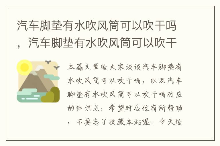 汽车脚垫有水吹风筒可以吹干吗，汽车脚垫有水吹风筒可以吹干吗