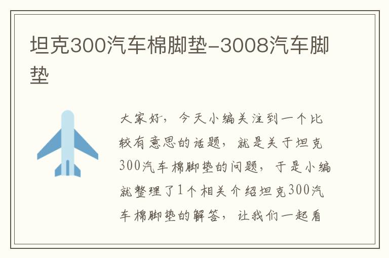 坦克300汽车棉脚垫-3008汽车脚垫