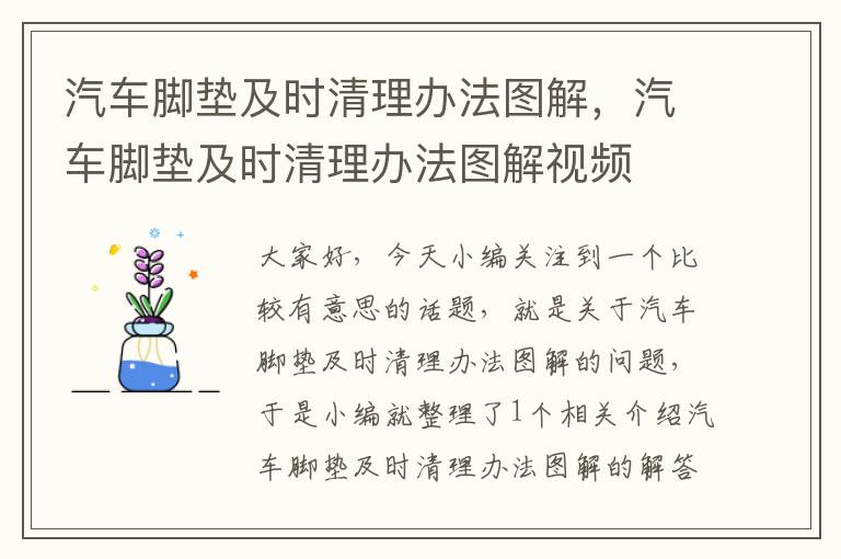 汽车脚垫及时清理办法图解，汽车脚垫及时清理办法图解视频