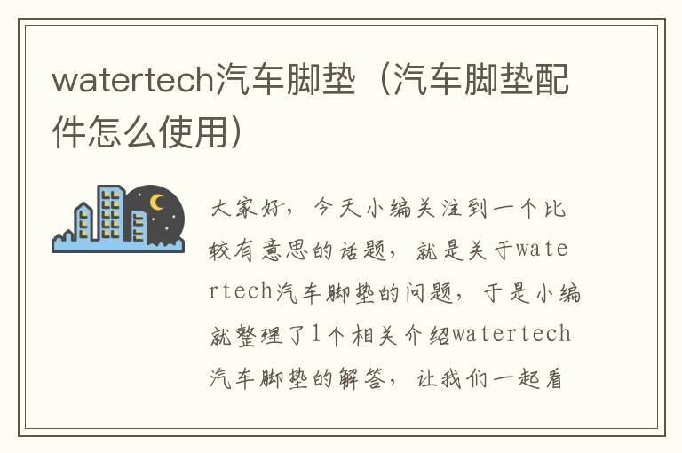 watertech汽车脚垫（汽车脚垫配件怎么使用）