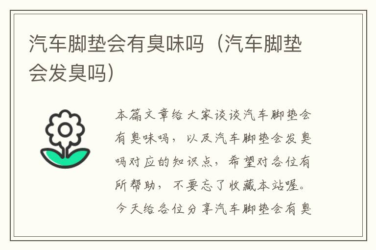 汽车脚垫会有臭味吗（汽车脚垫会发臭吗）