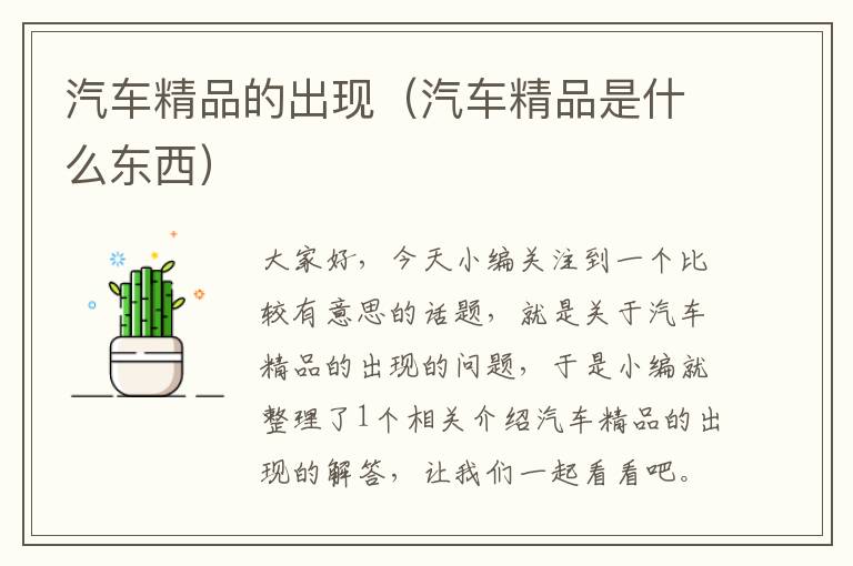 汽车精品的出现（汽车精品是什么东西）