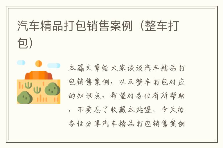 汽车精品打包销售案例（整车打包）