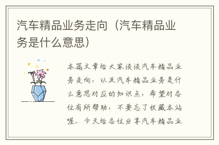 汽车精品业务走向（汽车精品业务是什么意思）