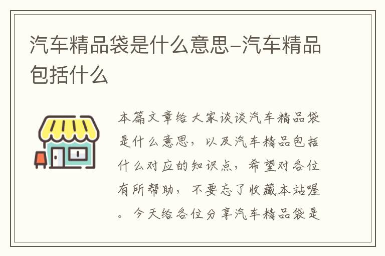 汽车精品袋是什么意思-汽车精品包括什么