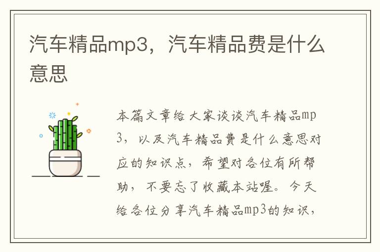 汽车精品mp3，汽车精品费是什么意思